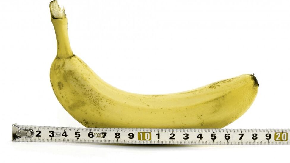 以香蕉为例，用凝胶扩大后的阴茎测量