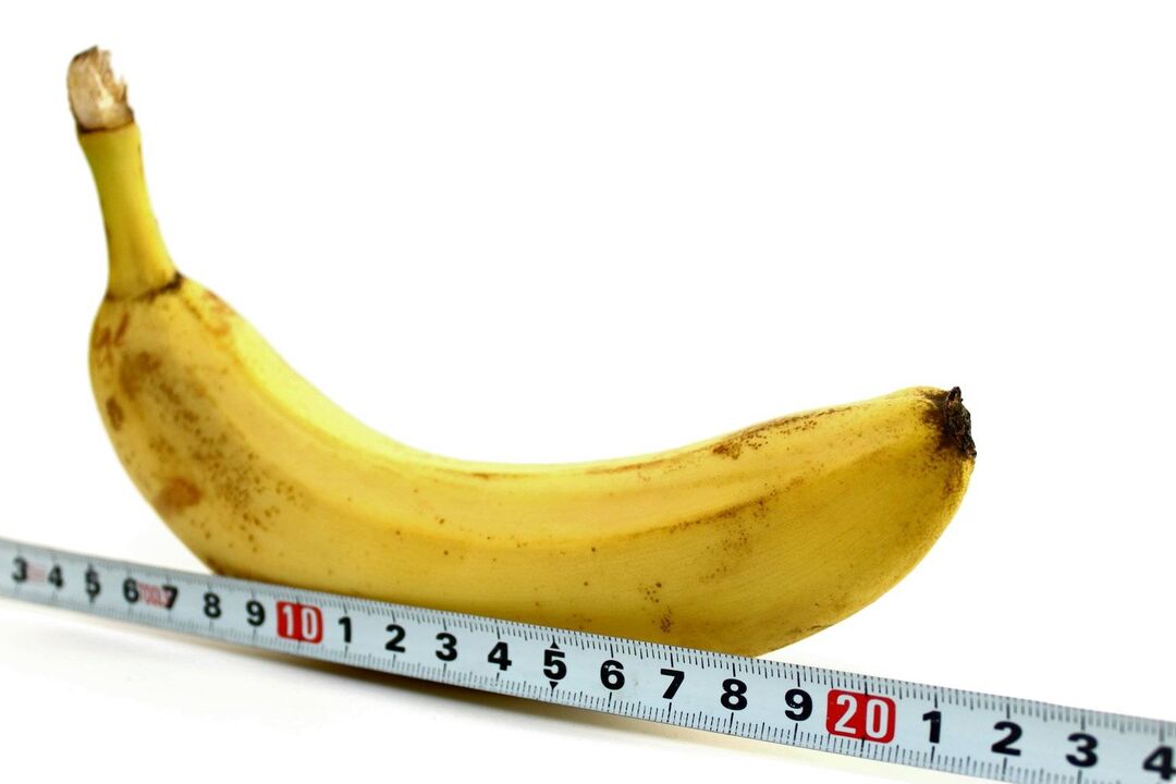 以香蕉为例，在扩大阴茎之前测量阴茎